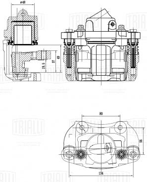 Суппорт тормозной для автомобилей Лада 2108 передний левый d=48мм (в сборе со скобой) - CF 409 - 3