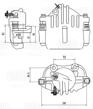Суппорт тормозной для автомобилей Лада 1111 передний правый d=45мм (в сборе со скобой) - CF 412 - 3