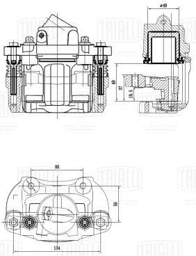 Суппорт тормозной для автомобилей Лада 2108 передний правый d=48мм (в сборе со скобой) - CF 419 - 3